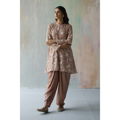 Begum Pret Sehar Brown Kurta (Set of 2)