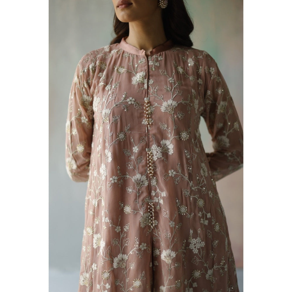 Begum Pret Sehar Brown Kurta (Set of 2)