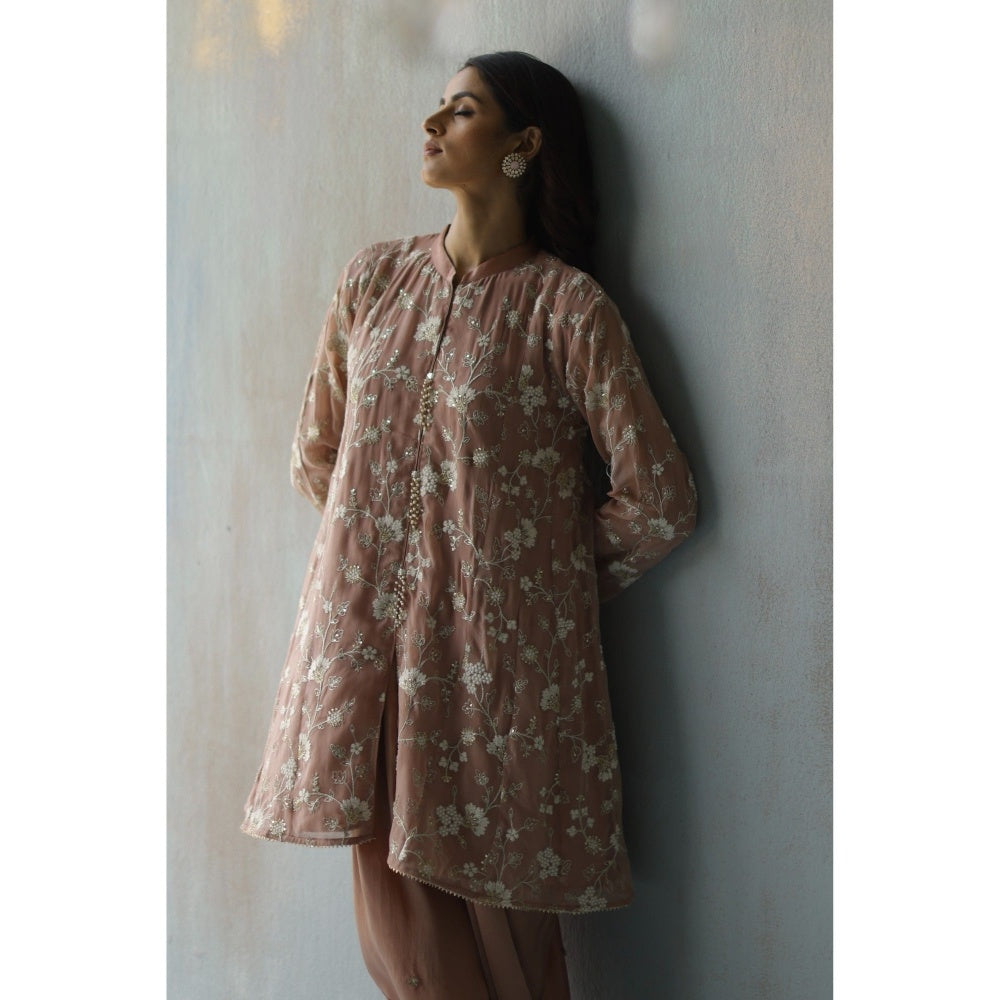 Begum Pret Sehar Brown Kurta (Set of 2)