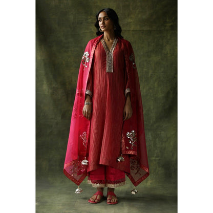 Begum Pret Pink Bahaar Mirror Work Kurta (Set of 4)