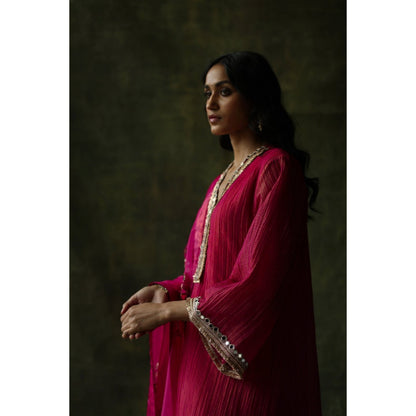 Begum Pret Pink Bahaar Mirror Work Kurta (Set of 4)