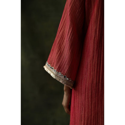 Begum Pret Pink Bahaar Mirror Work Kurta (Set of 4)