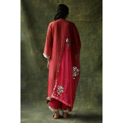 Begum Pret Pink Bahaar Mirror Work Kurta (Set of 4)