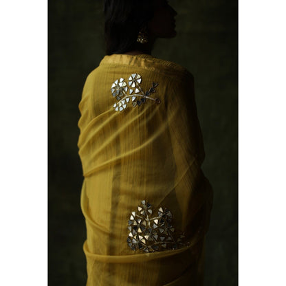 Begum Pret Mustard Bahaar Mirror Work Kurta (Set of 4)