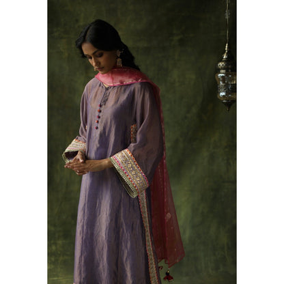 Begum Pret Purple Dia Kurta (Set of 4)