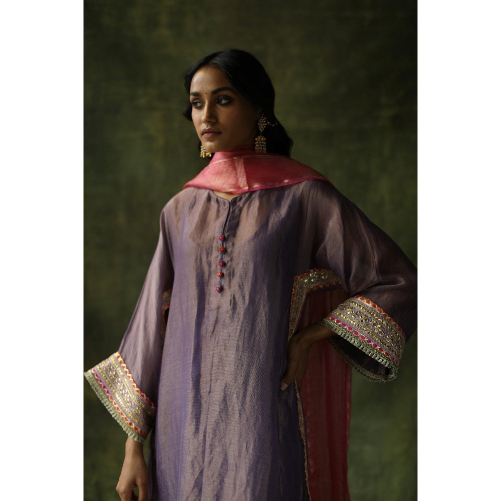 Begum Pret Purple & Orange Dia Kurta (Set of 4)