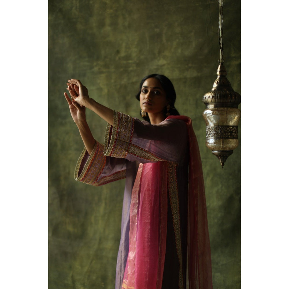 Begum Pret Purple Dia Kurta (Set of 4)