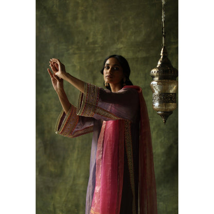 Begum Pret Purple Dia Kurta (Set of 4)