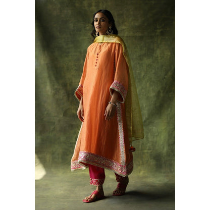 Begum Pret Burnt Orange Dia Kurta (Set of 4)