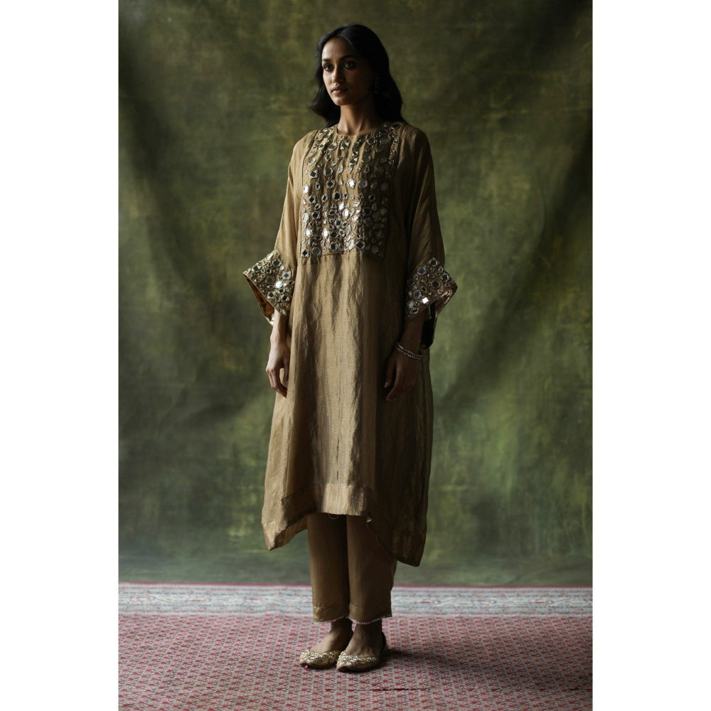 Begum Pret Beige Sahiba Kaftan (Set of 3)