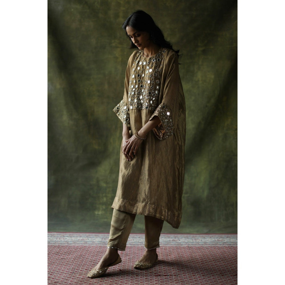 Begum Pret Beige Sahiba Kaftan (Set of 3)