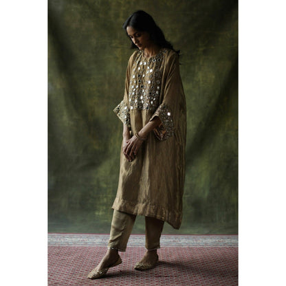 Begum Pret Beige Sahiba Kaftan (Set of 3)