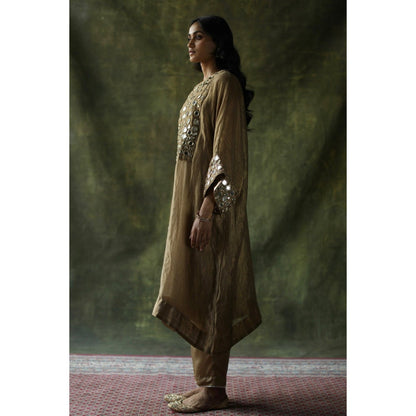Begum Pret Beige Sahiba Kaftan (Set of 3)