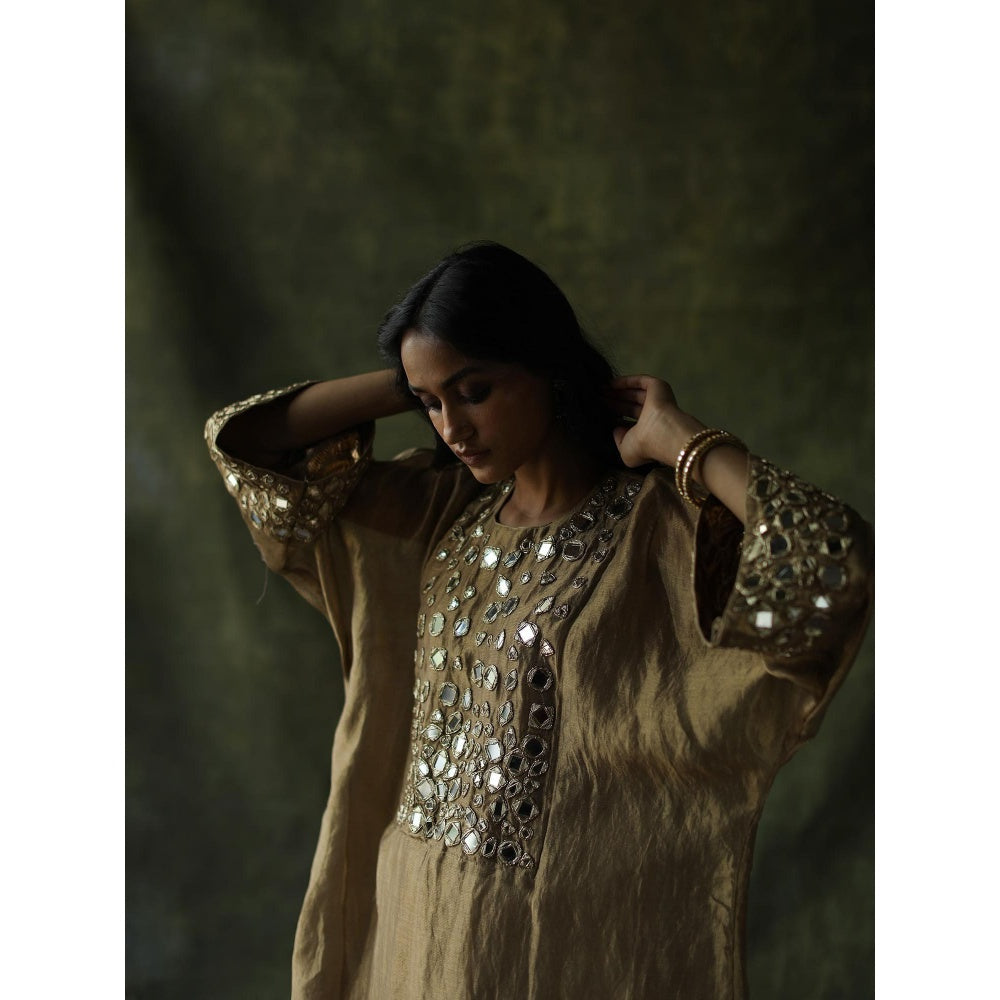 Begum Pret Beige Sahiba Kaftan (Set of 3)