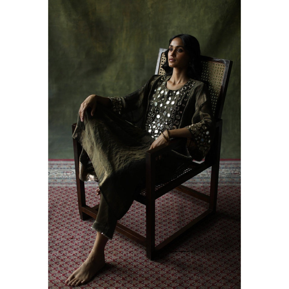 Begum Pret Olive Sahiba Kaftan (Set of 3)