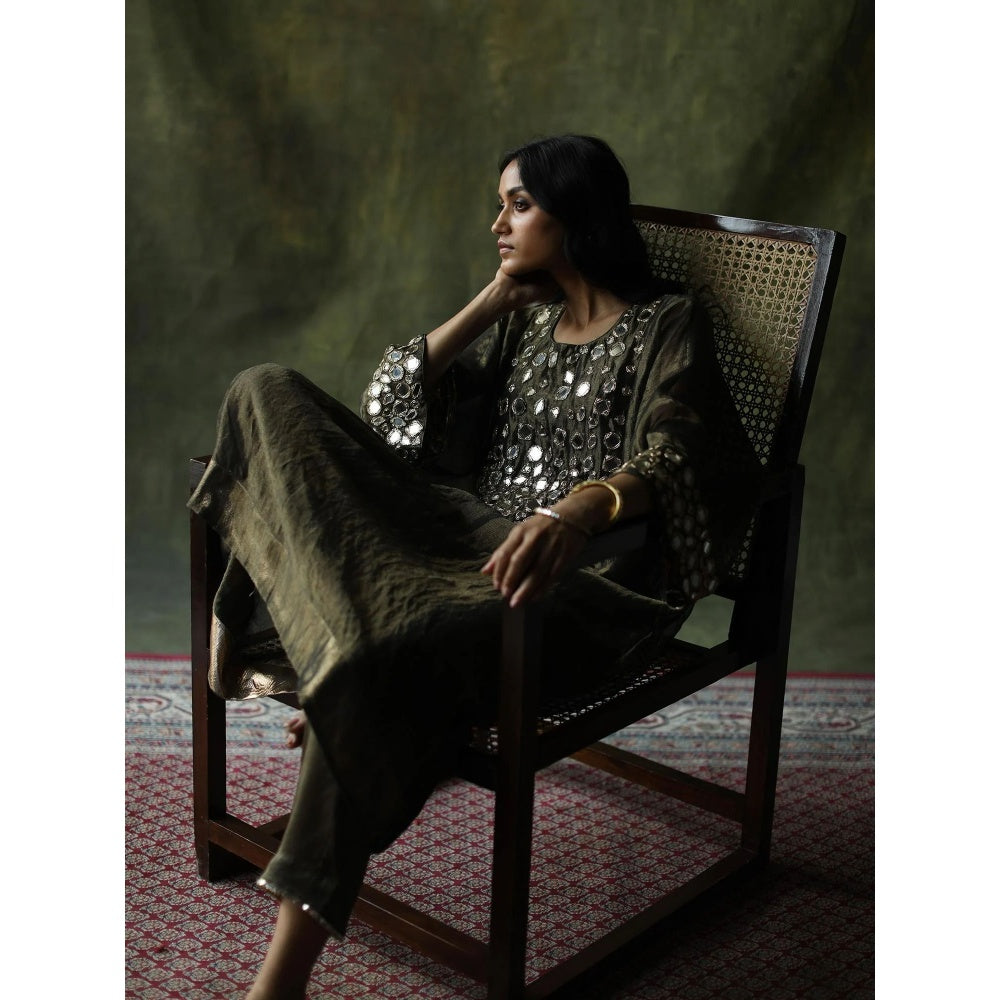 Begum Pret Olive Sahiba Kaftan (Set of 3)