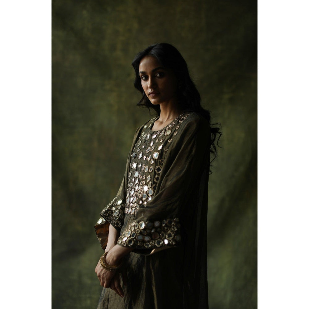 Begum Pret Olive Sahiba Kaftan (Set of 3)