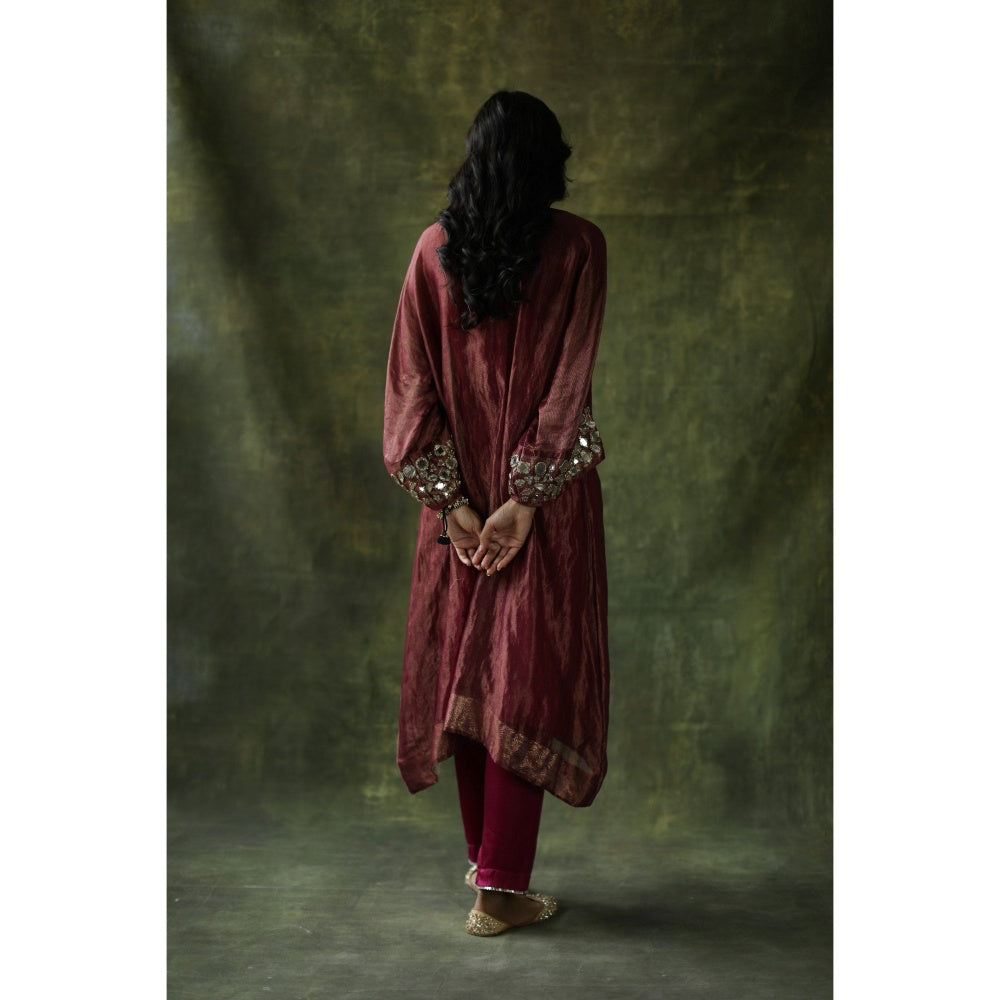 Begum Pret Ruby Red Sahiba Kaftan (Set of 3)