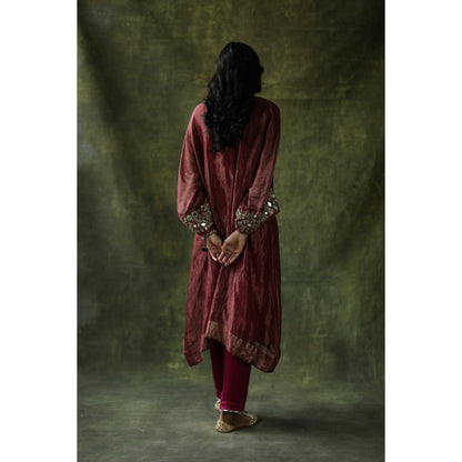 Begum Pret Ruby Red Sahiba Kaftan (Set of 3)