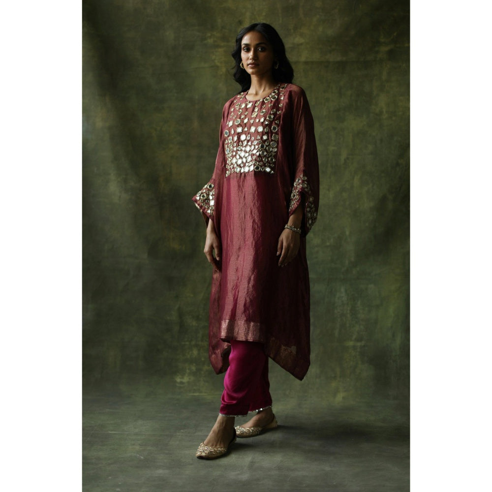 Begum Pret Ruby Red Sahiba Kaftan (Set of 3)