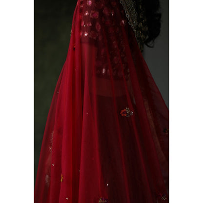 Begum Pret Olive Sifat Lehenga (Set of 3)