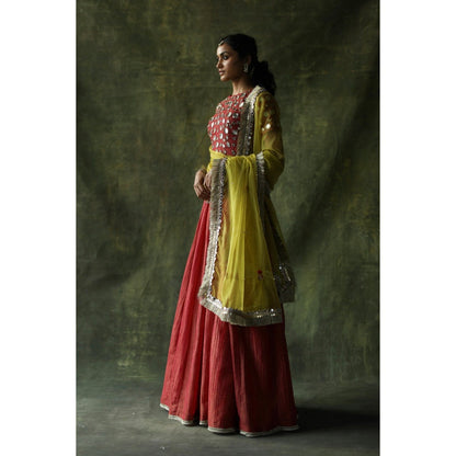 Begum Pret Pink Sifat Lehenga (Set of 3)