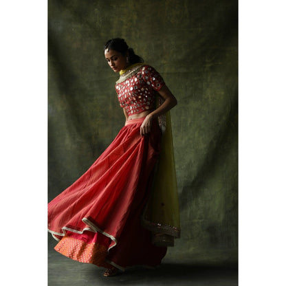 Begum Pret Pink Sifat Lehenga (Set of 3)