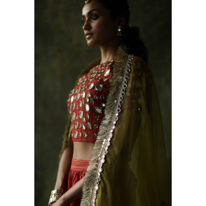 Begum Pret Pink Sifat Lehenga (Set of 3)