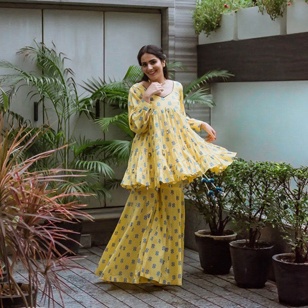 Baise Gaba Yellow Marigold Gharara Set