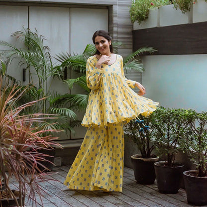 Baise Gaba Yellow Marigold Gharara Set