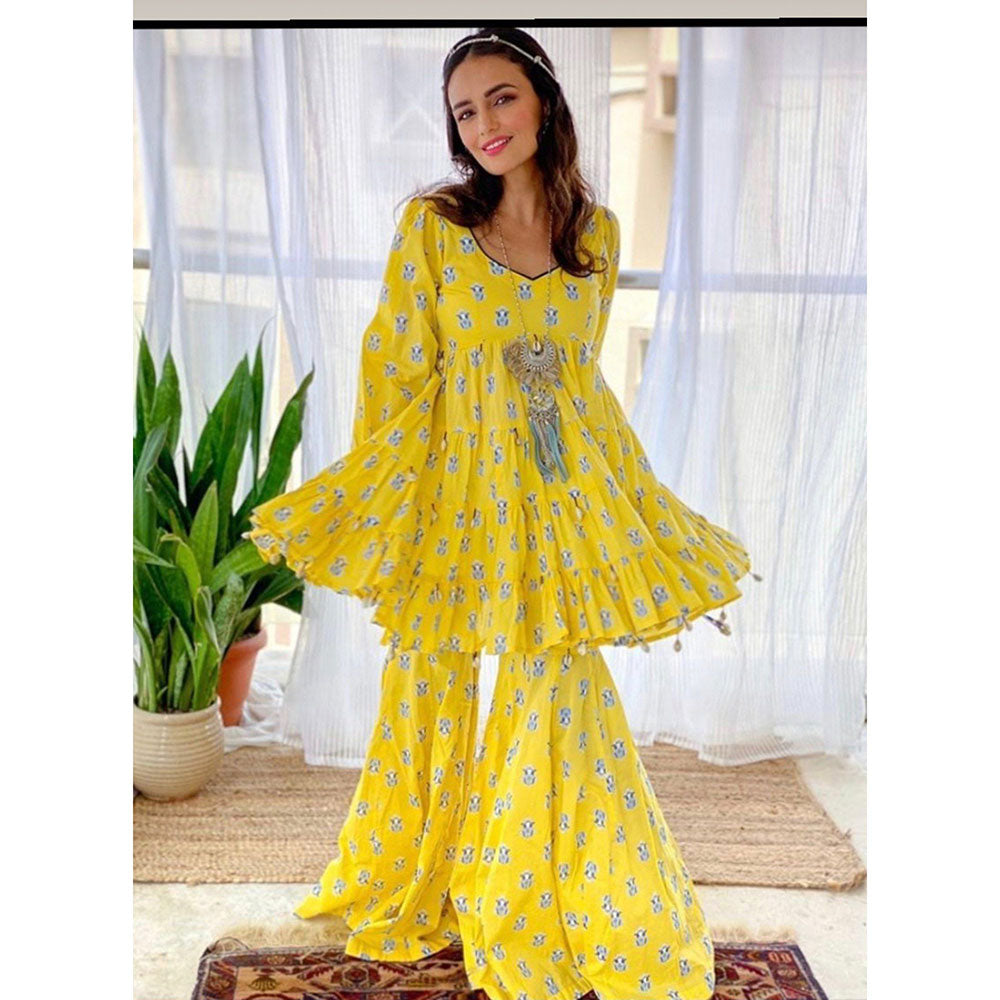 Baise Gaba Yellow Marigold Gharara Set
