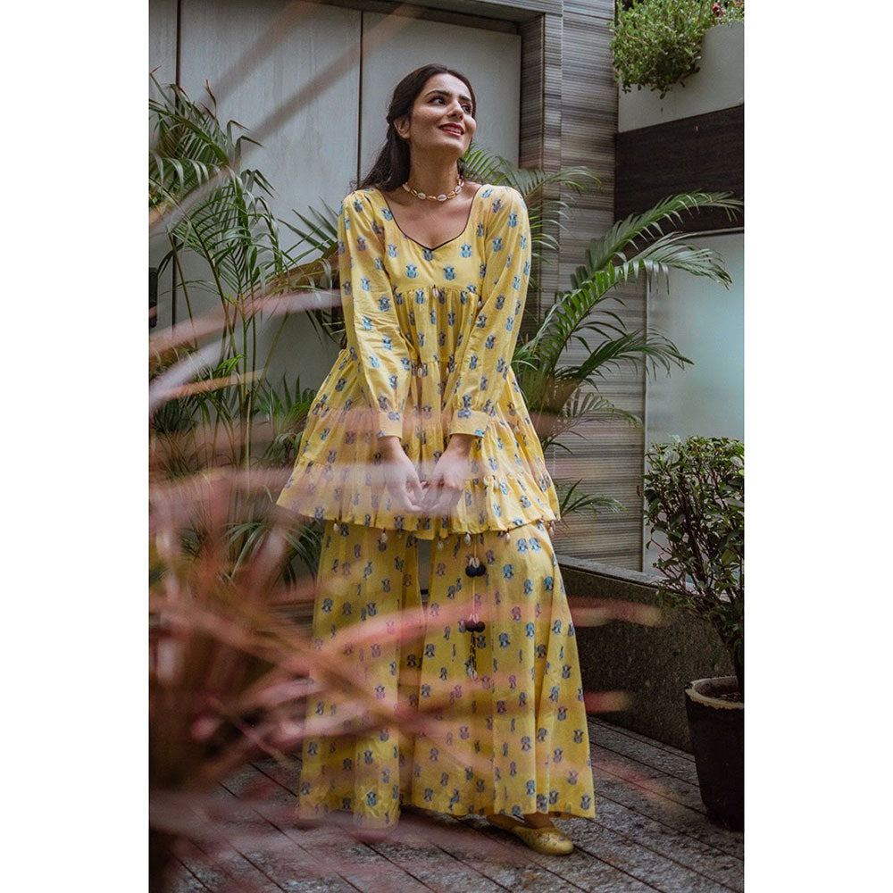 Baise Gaba Yellow Marigold Gharara Set