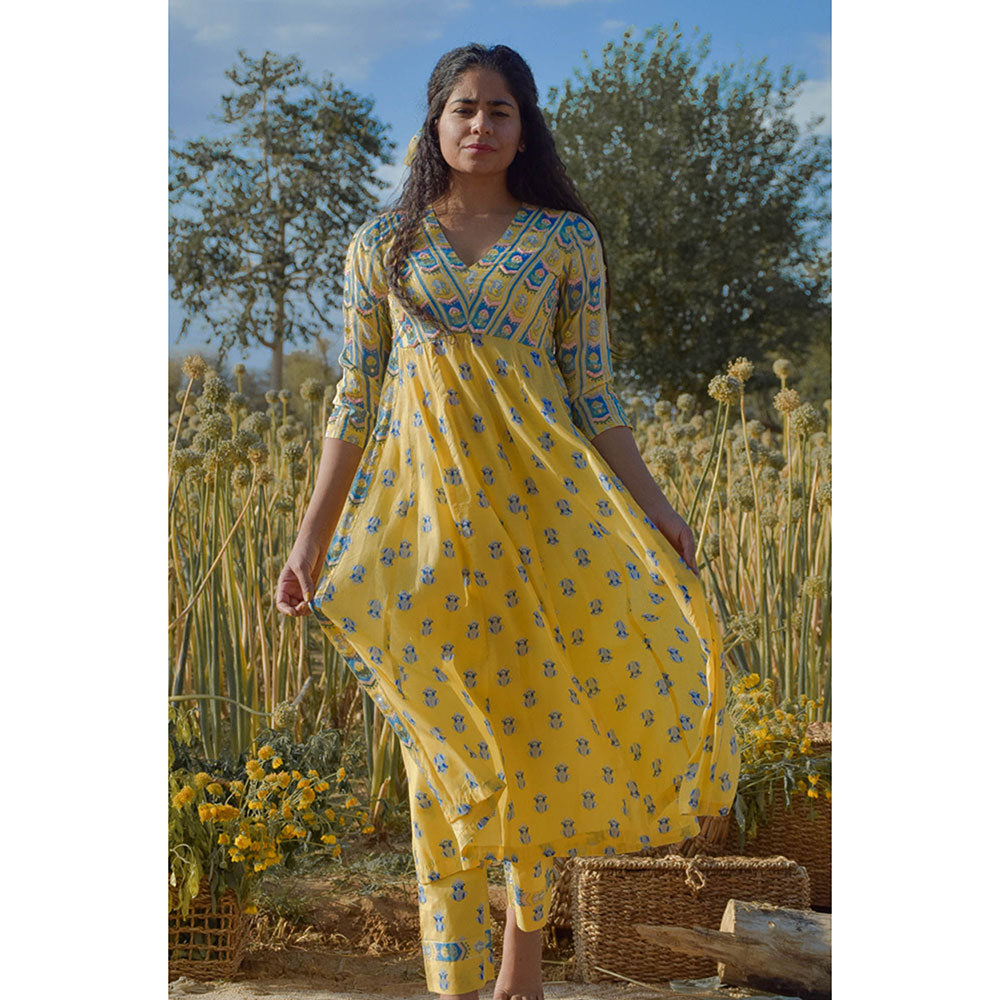 Baise Gaba Yellow Aster Kurta
