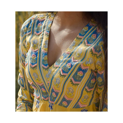 Baise Gaba Yellow Aster Kurta