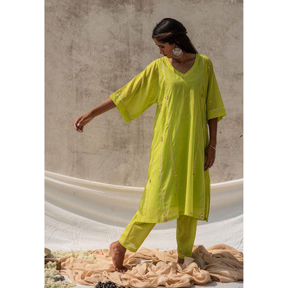 Baise Gaba Green Anoma Lime Green Kurta