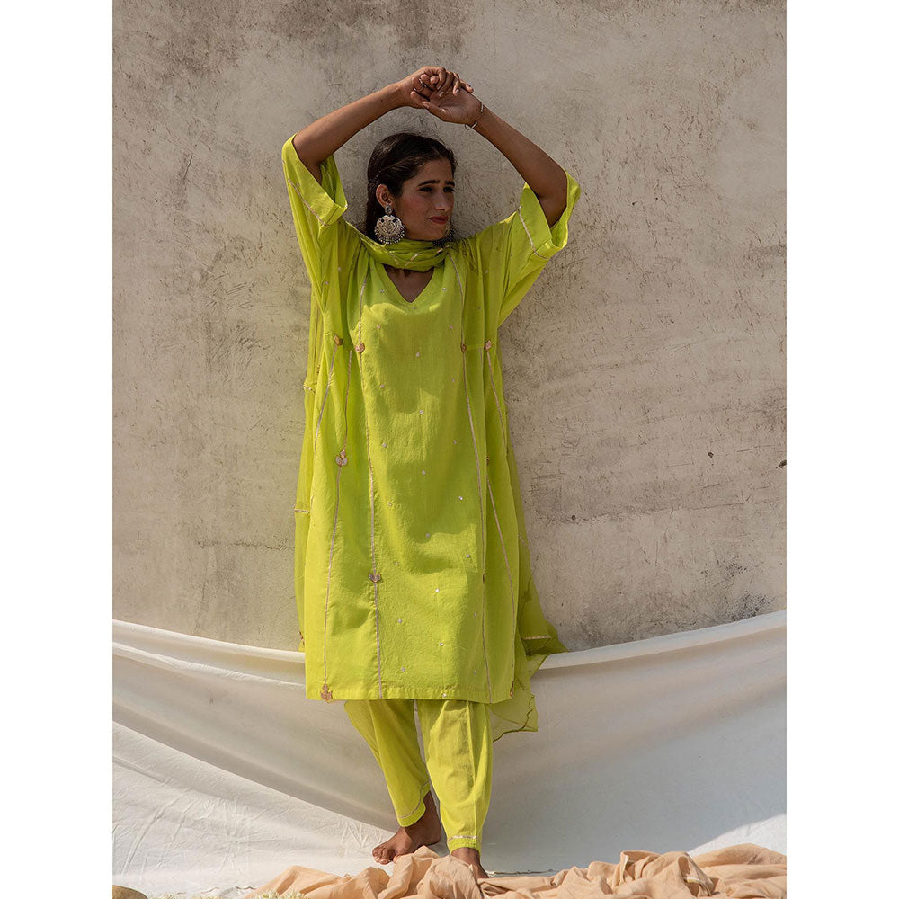 Baise Gaba Green Anoma Lime Green Kurta