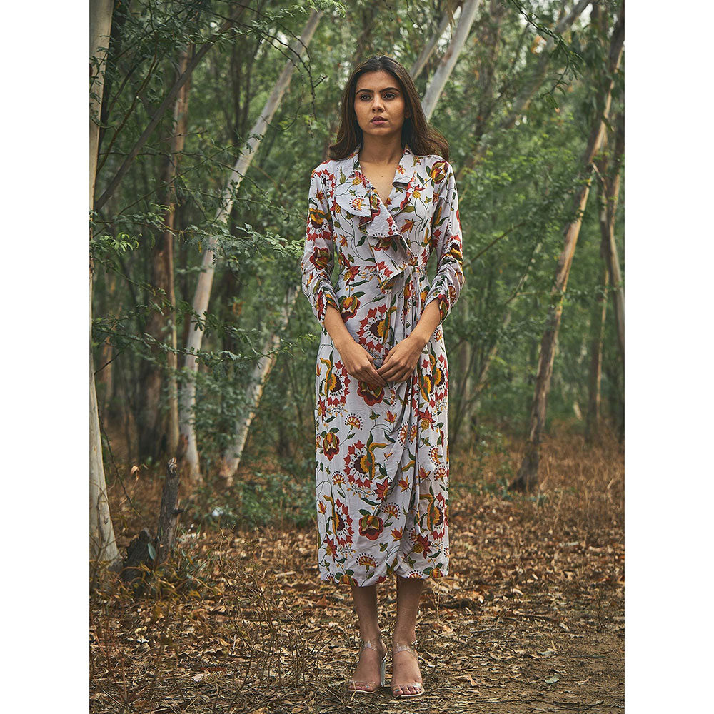Baise Gaba Grey Hibiscus Dress