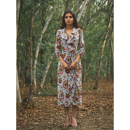 Baise Gaba Grey Hibiscus Dress