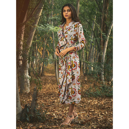 Baise Gaba Grey Hibiscus Dress