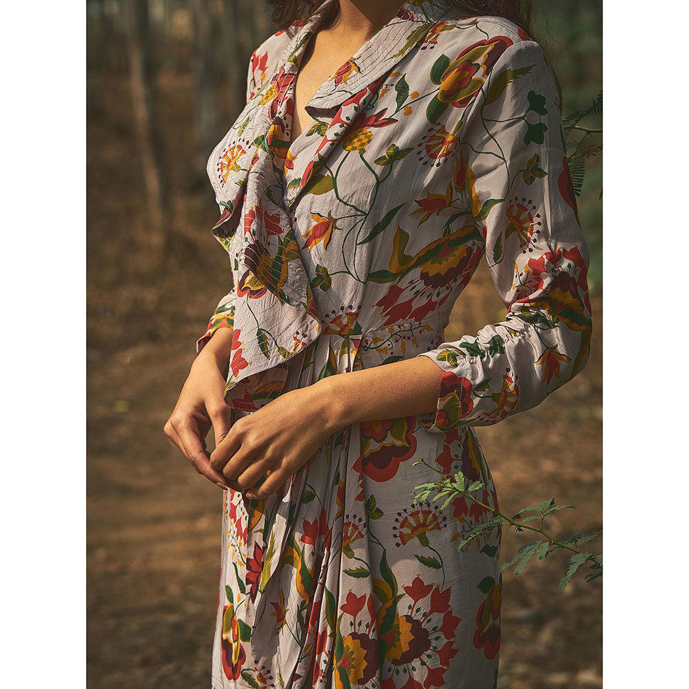 Baise Gaba Grey Hibiscus Dress