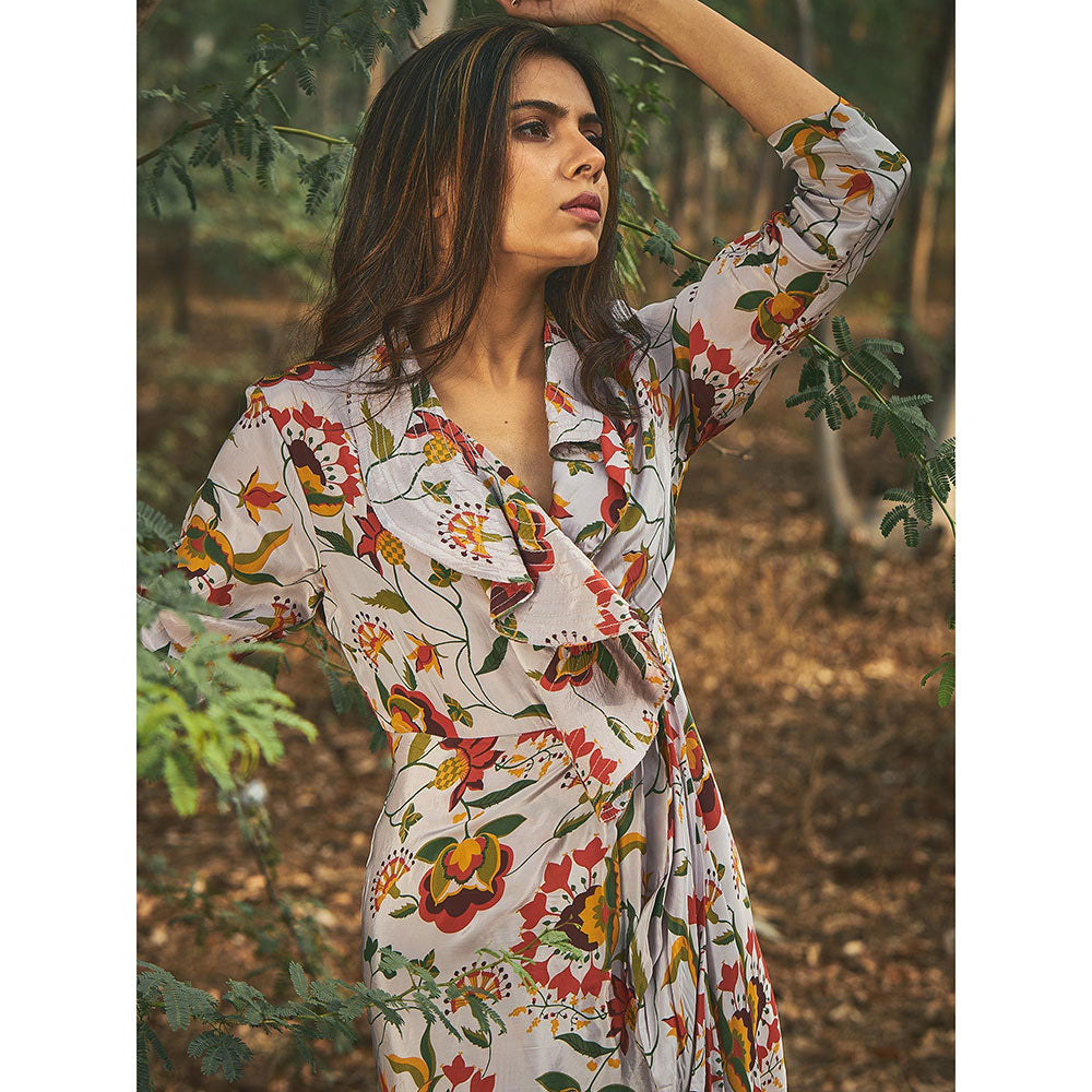 Baise Gaba Grey Hibiscus Dress