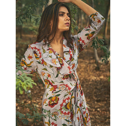 Baise Gaba Grey Hibiscus Dress