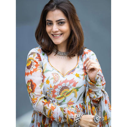 Baise Gaba Grey Rohira Kurta (Set Of 3)