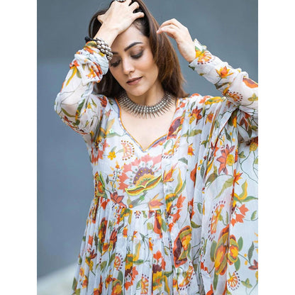 Baise Gaba Grey Rohira Kurta (Set Of 3)