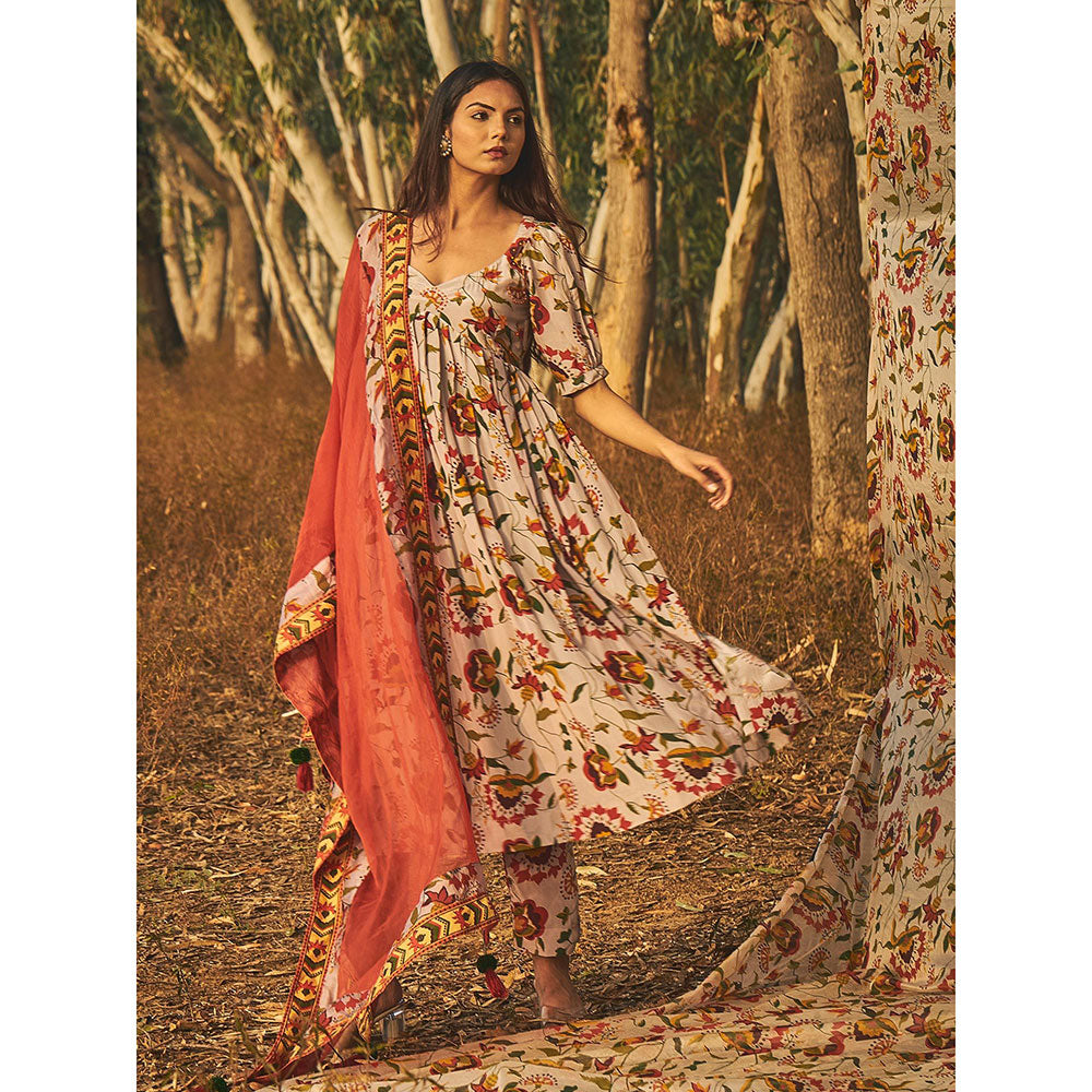 Baise Gaba Grey Gulmohar Kurta