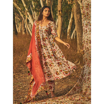 Baise Gaba Grey Gulmohar Kurta