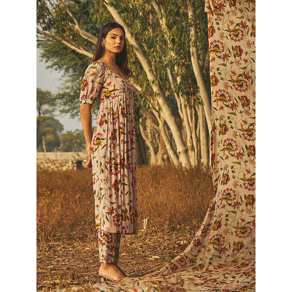 Baise Gaba Grey Gulmohar Kurta