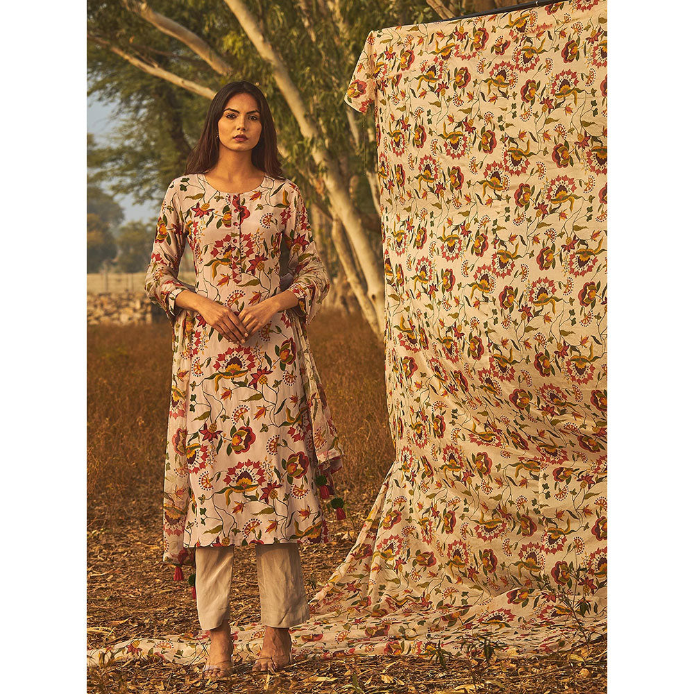 Baise Gaba Grey Jasmine Kurta (Set Of 2)