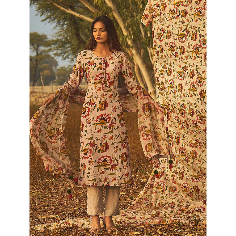Baise Gaba Grey Jasmine Kurta (Set Of 2)
