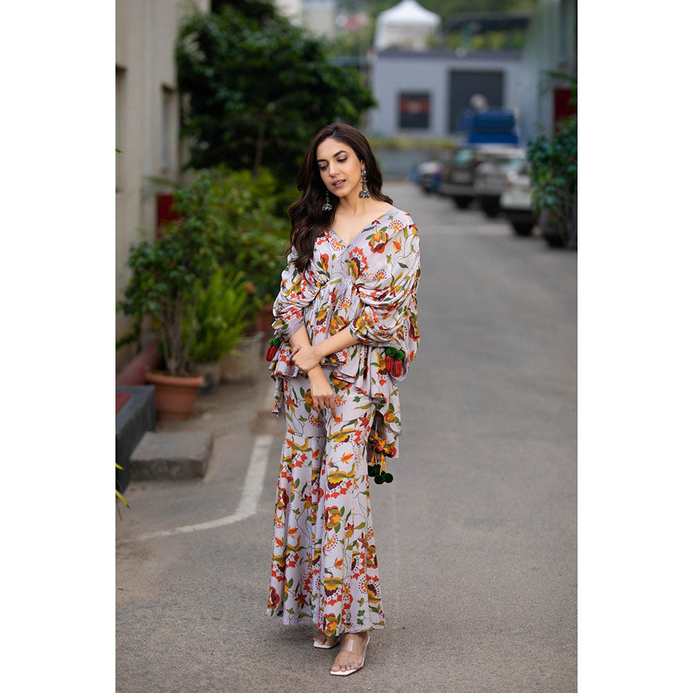 Baise Gaba Grey Butea Gharara (Set Of 2)